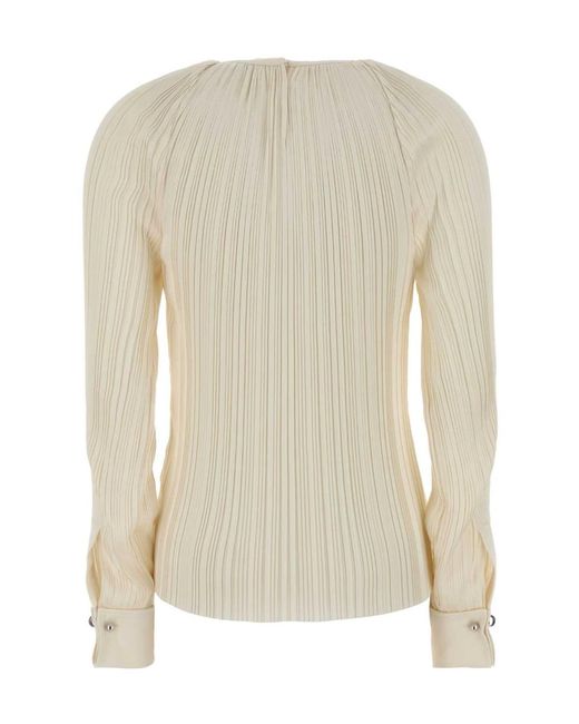 Lanvin Natural Plissé-Effect Buttoned-Cuff Top