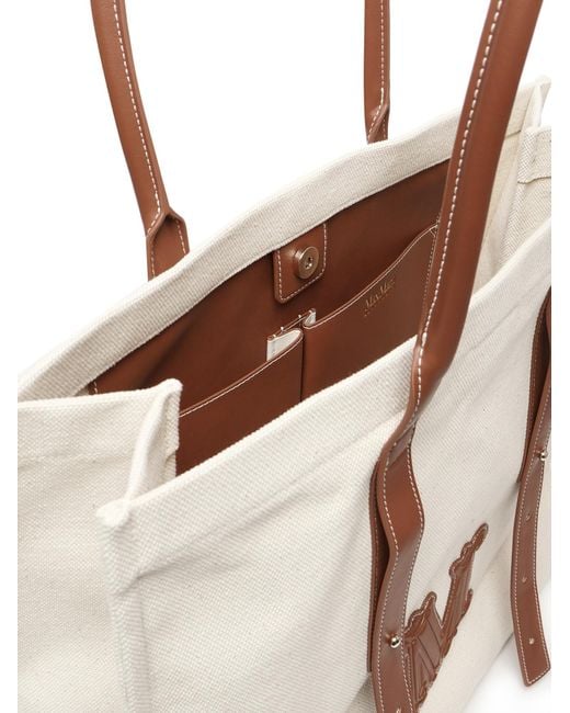 Max Mara Natural Logo Patch Top Handle Bag