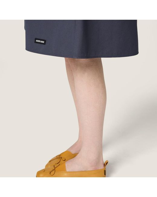 Miu Miu Blue Logo-Patch Elasticated Waistband Skirt