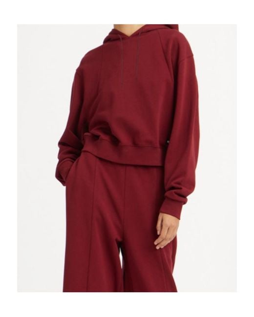 ROTATE BIRGER CHRISTENSEN Red Terry Back Cropped Hoodie