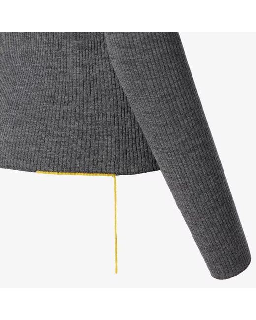 Fendi Gray Melange Ribbed Wool Cardigan