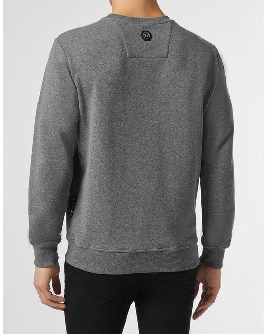 Philipp Plein Gray Logo Printed Sweater for men