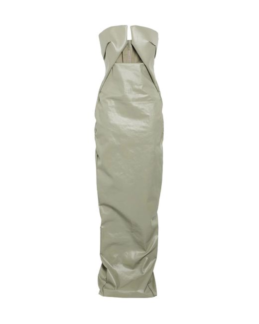 Rick Owens Green Sleeveless Off-The-Shoulder Denim Dress