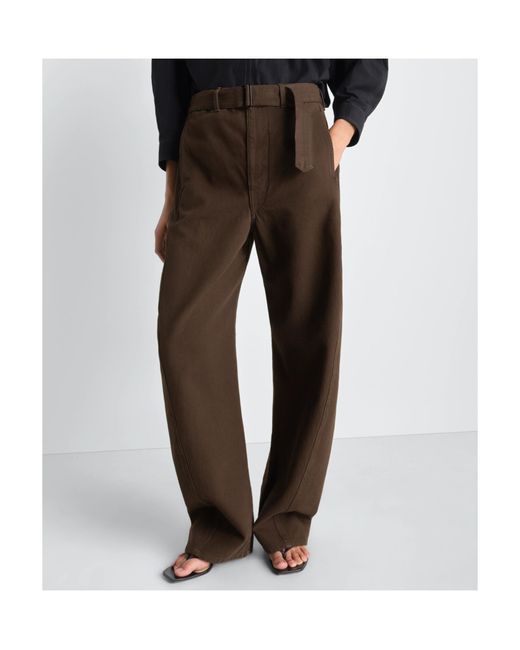Lemaire Brown Twisted Belted Pants for men