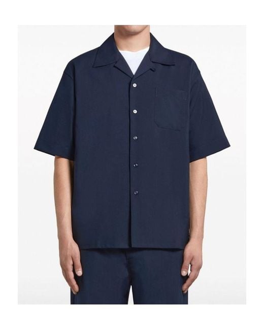 Marni Blue Collared Short-Sleeve Shirt for men