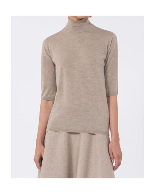 Max Mara Multicolor High-Neck Short-Sleeved Knitwear