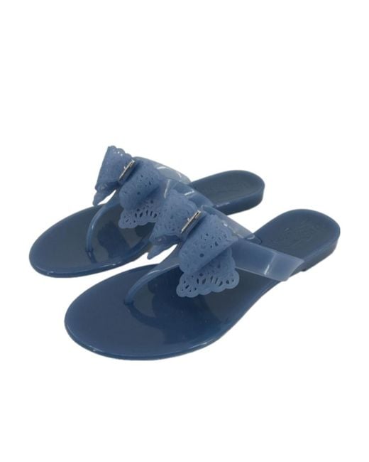 Ferragamo Blue Logo Flip-Flops