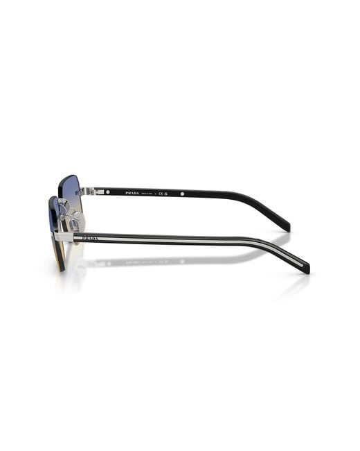 Prada Blue Eyewear Rectangle Rimless Frame Sunglasses for men