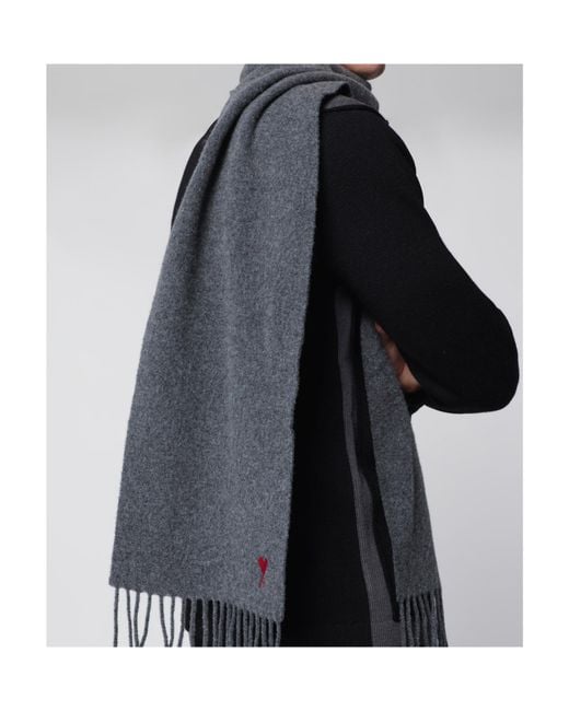 AMI Black Tasseled Scarf for men