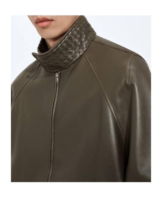 Bottega Veneta Gray Leather Blouson for men