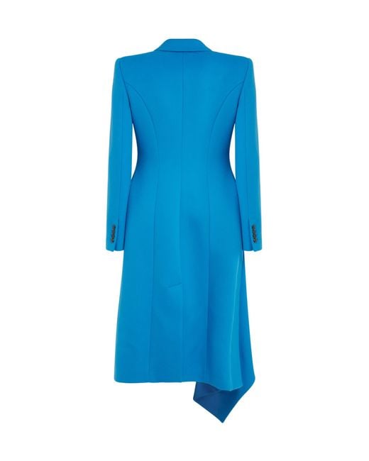 Alexander McQueen Blue Long-Sleeved Lapel Coat