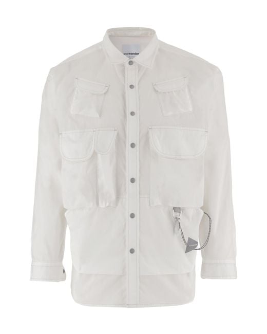 And Wander White Multi-Pocket Shirt for men