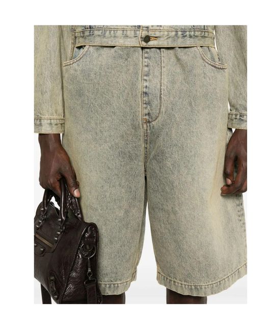 Entire studios Gray Elasticated-Waist Button Bermuda Shorts
