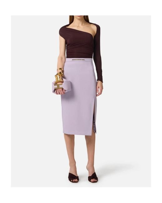 Elisabetta Franchi Purple Asymmetrical Neckline Top