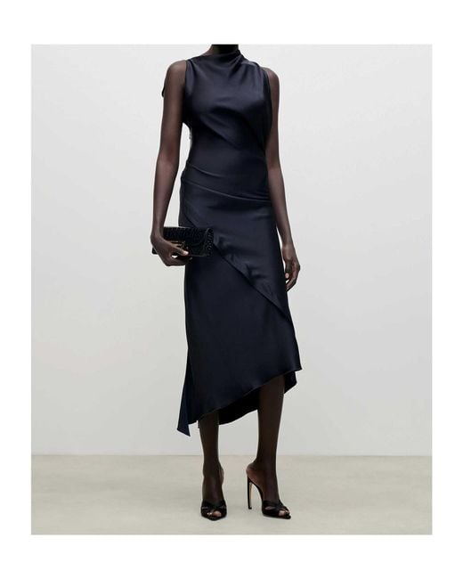 Victoria Beckham Blue Kyra Draped Midi Dress