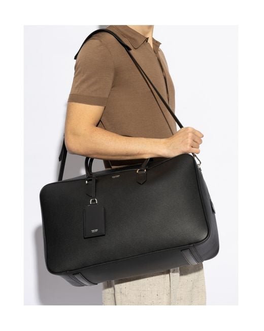 Tom Ford Black Logo Detailed Duffel Bag for men