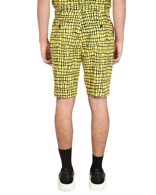 Moschino Yellow Pattern Printed Shorts for men