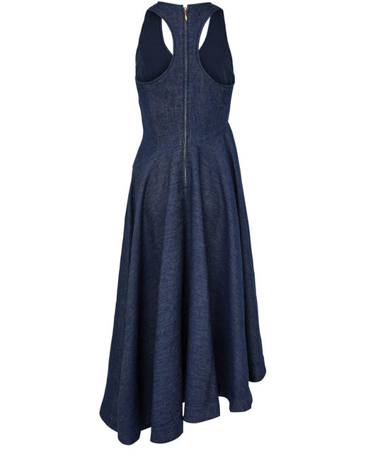 Zimmermann Blue Denim Dress With Plunging Neckline