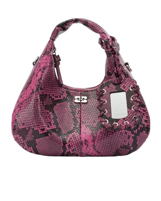 Ganni Purple Mini Hobo Shoulder Bag
