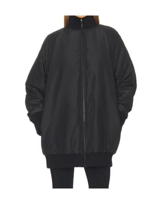 Norma Kamali Black Oversized Padded Shell Bomber Jacket