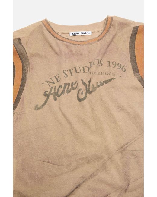 Acne Natural Logo Printed Crewneck T-Shirt