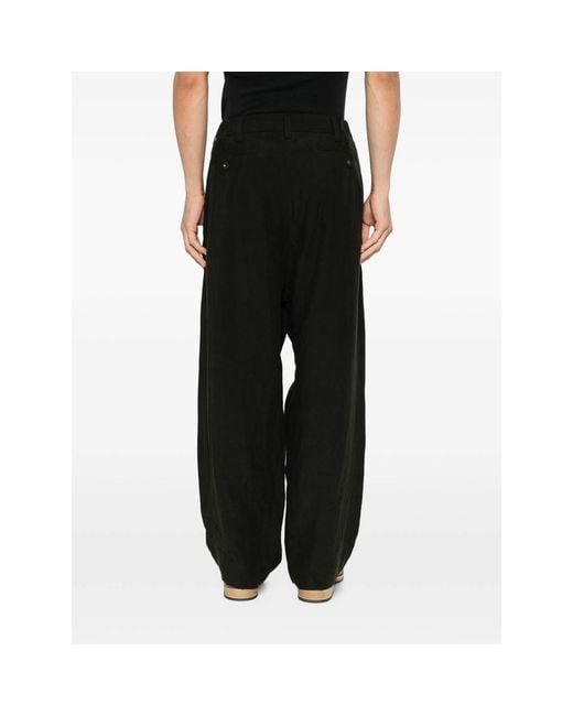 Ziggy Chen Black Pleated Buttoned Trousers for men