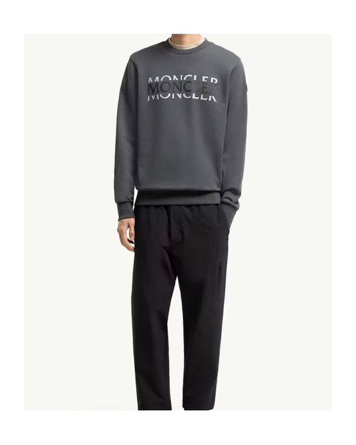 Moncler Black Branded Cotton Sweatshirt for men