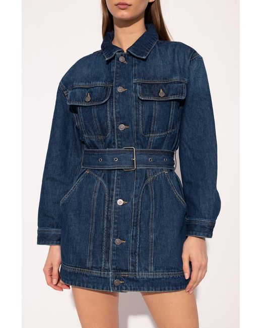 DIESEL Blue De-Flaminia Belted Denim Jacket