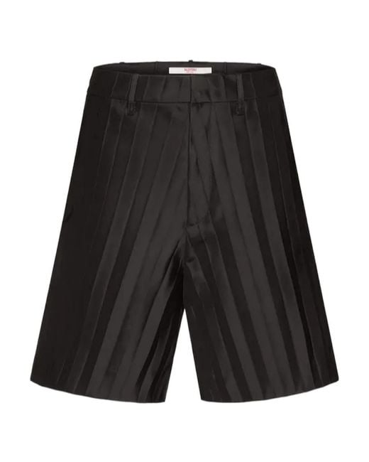 Valentino Black Pleated Above-Knee Length Shorts for men
