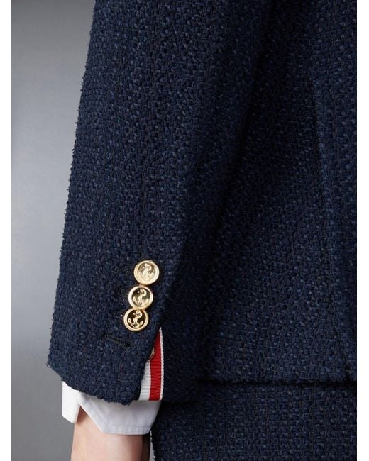 Thom Browne Blue Rwb-Striped Tweed Shirt Jacket