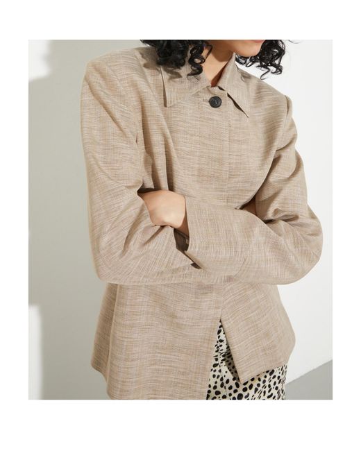 MAX&Co. Natural Slim-Fit Slubby Grisaille Jacket