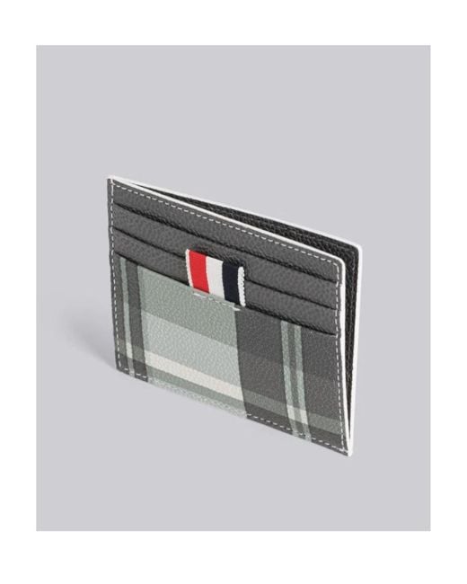 Thom Browne Black Logo-Tag Check-Pattern Cardholder for men