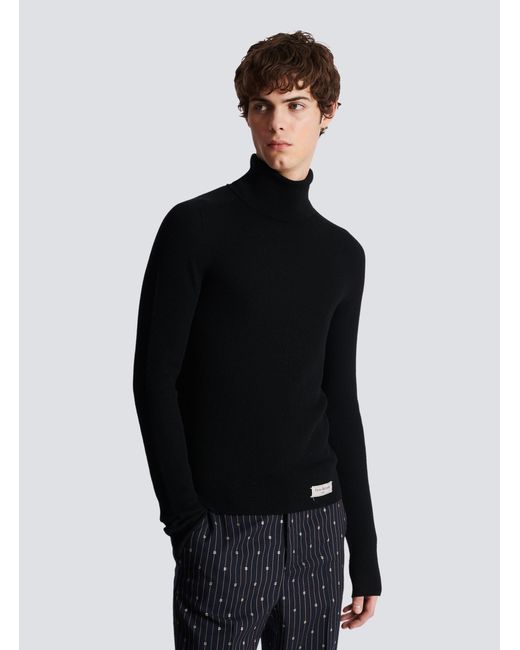 Balmain Blue Turtleneck Knitted Jumper for men