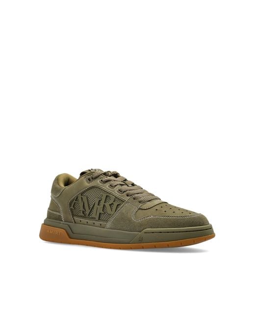 Amiri Green Leather Sneaker With Rubber Sole And Perforated Suede Details for men