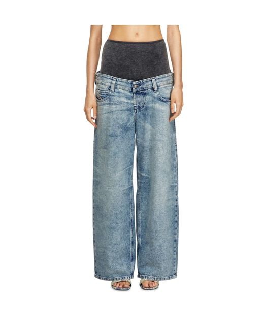 DIESEL Blue D-Eni-F-Fsh1 Relaxed Jeans