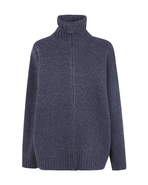 Frankie Shop Blue 'Veda' Oversized Zip-Up Cardigan