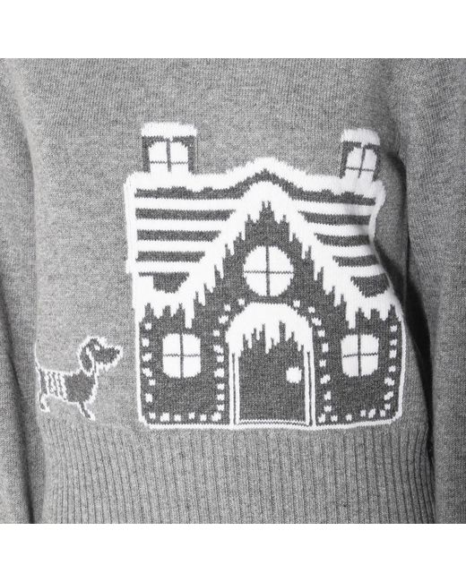 Thom Browne Gray Holiday Scenery Classic Crewneck Jumper