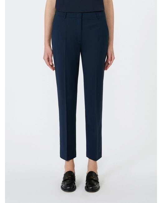 Weekend by Maxmara Blue Stretch Wool Cigarette Trousers