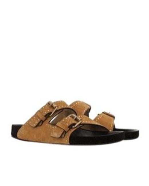 Isabel Marant Brown Lennyo Studded Double-Strap Sandals