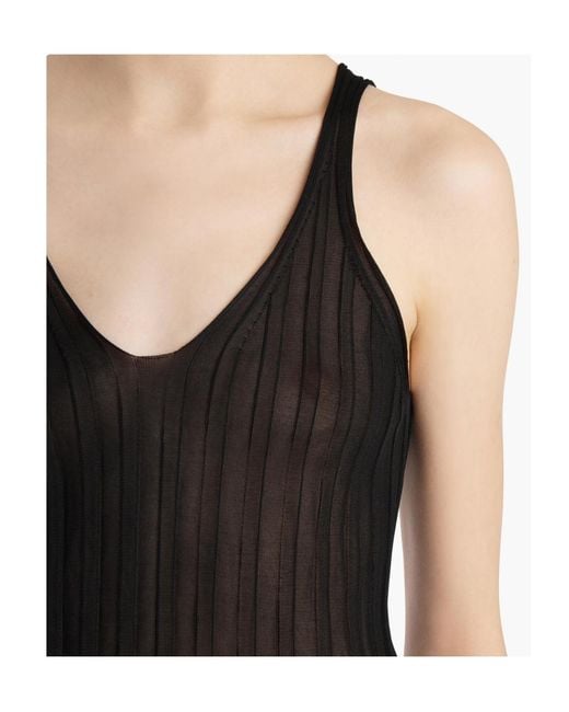 Khaite Black Ribbed V-Neck Knit Top