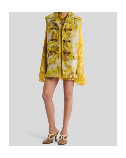 Etro Yellow Jacquard Waistcoat