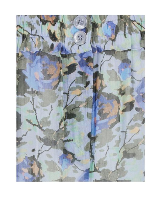 Semicouture Blue Semi Couture Floral Wide-Leg Pants