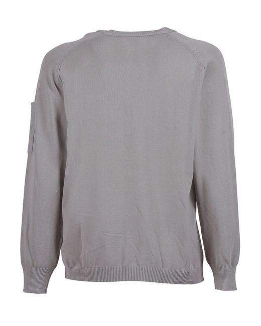 C P Company Gray Crewneck Lens Jumper for men