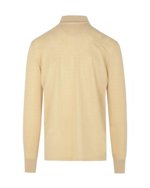 Tom Ford Natural Long Sleeved Button Detailed Polo Shirt for men