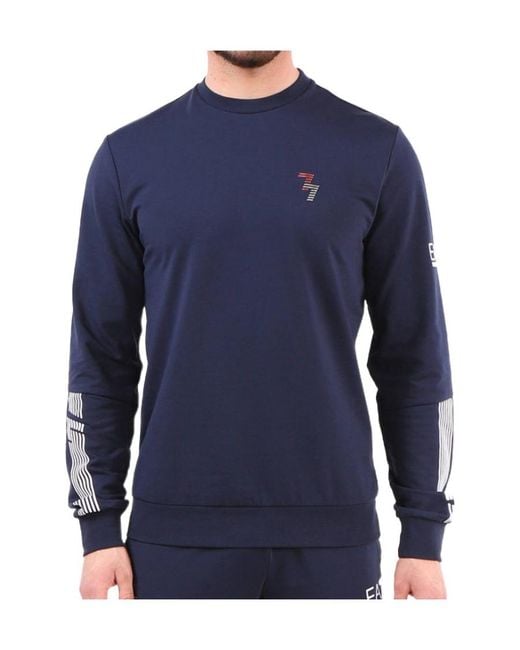 EA7 Blue Logo Pattern Sweater for men