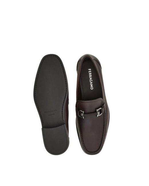 Ferragamo Black Gancini Buckle Loafers for men