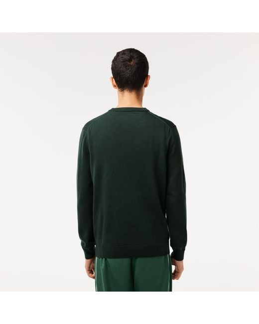 Lacoste Green Logo Patch Crewneck Sweatshirt for men