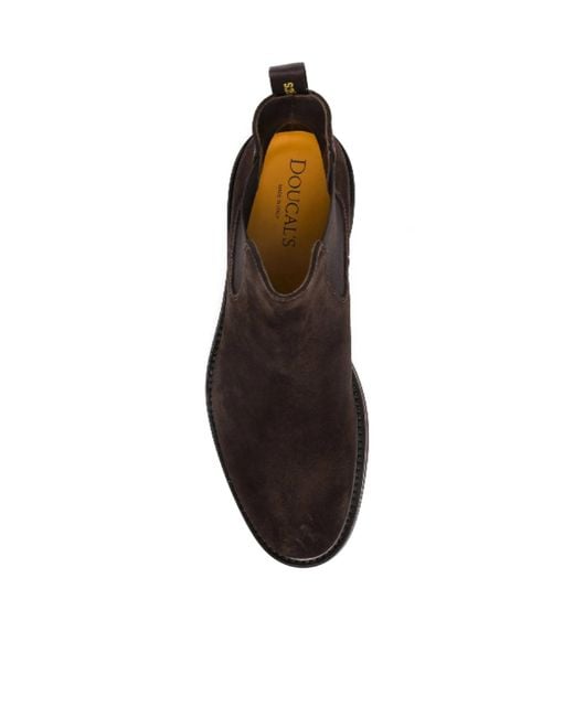 Doucal's Brown Almond Toe Slip-On Ankle Boots for men