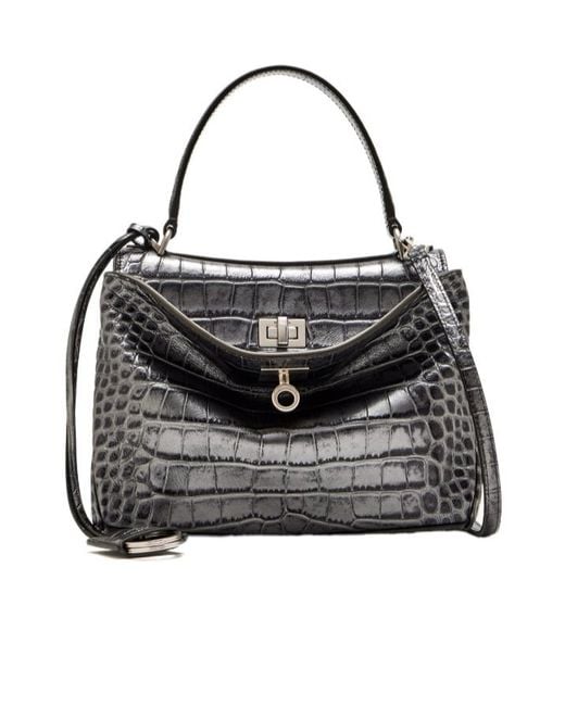 Balenciaga Black Rodeo Embossed Metallized Handbag