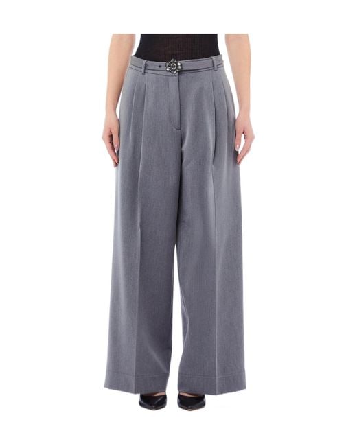 Liu Jo Gray Belted Palazzo Trousers
